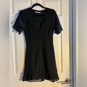 Abercrombie black short sleeve button up chiffon mini dress